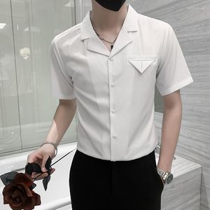 Men's Casual Shirts 2023 Summer Men Short Sleeve Slim Fit Shirt Male Business Formal Dress Social Party Tuxedo Chemise Homme