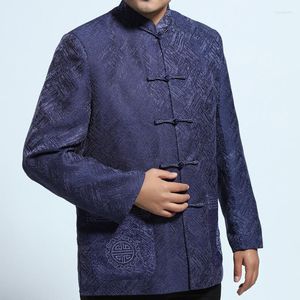 Этническая одежда Голубая красный Тай Чи униформные пальто Китай Год Тан Костюм Традиционные китайские куртки Ханфу мужская одежда