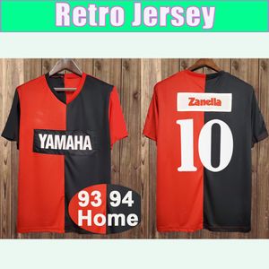 1993 1994 Newell's Old Boys Retro Soccer Jerseys #10 Home Red Black Short Sleeve Football Shirt Uniforms