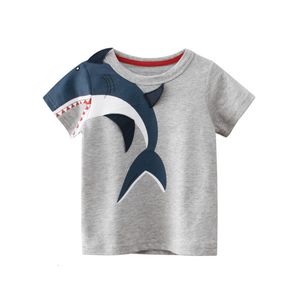 T-shirt infantil T-shirt 3D Cartoon Shark Dinosaur Top para meninos meninas roupas infantis manga curta bebê criança algodão camiseta 10 anos 230617