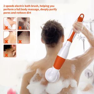 Scrubbers Interchangeable Electric Bath Brush Massager BackRubbing Brush Long Handle Spinning Body Cleaning Spa Massage Shower Brush Sets