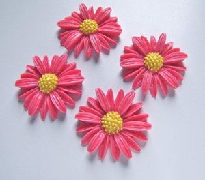 Boncuklar 100pcs 26mm reçine papatya çiçek cabochons pembe sarı vintage stil diy DIY ekstra büyük,