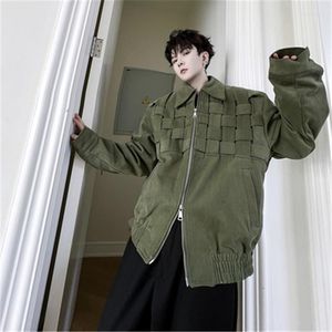 Jaquetas Masculinas Jaqueta Masculina Curta Manga Comprida Tecido Individual Designer Outwear Outwear Ins Japão Estilo Streetwear Roupas Jovens Masculinas