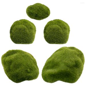 Decorative Flowers 5 Pcs Green Moss False Stone Micro Landscape Decor Bonsai Lawn Artificial Rocks Imitated Foam Ornament Mossy Office Faux