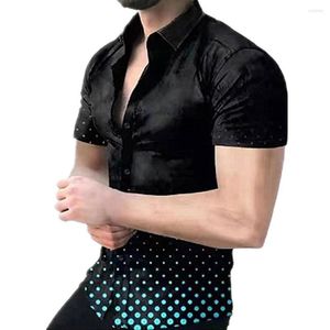 남성용 캐주얼 셔츠 버튼 다운 셔츠 셔츠 남성 패션 피트니스 짧은 슬리브 파티 하와이 티 탑 통기 가능한 여름 3D 프린트 거리 의류