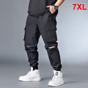 Pantaloni da uomo Hip Hop Streetwear Pantalone da uomo Oversize rimovibile Pantaloni corti da uomo Jogger Cargo di alta qualità Plus Szie 6XL 7XL HX412