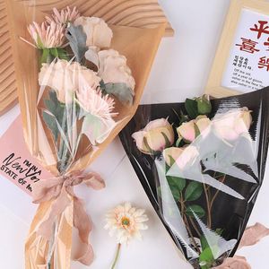 Gift Wrap 20pcs Waterproof Opp Flower Bag Multi-bouquet Rose Wrapping Bags Transparent Kraft Paper Packaging