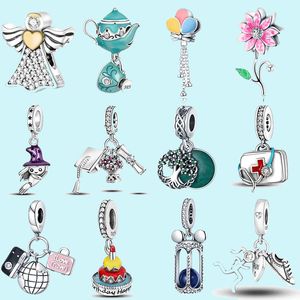 925 Sterling Silber Charms für Pandora Schmuck Perlen 925 Armband Anhänger Tasse Blume Kuchen Lippenstift Charm-Set