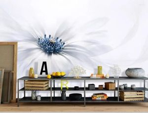 Wallpapers Fashionable And Simple Nordic Flower White Background Wall Painting