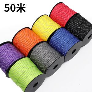 Climbing Ropes 50 meters outdoor 7-core parachute rope high reflective paratrooper rope emergency rescue rope survival rope tent pull rope 230617