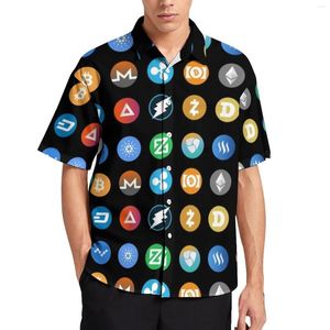 Men's Casual Shirts Crypto Coin Blockchain Vacation Shirt Hawaiian Street Style Blouses Mens Pattern Plus Size