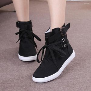 Boots 2023 Spring And Autumn Women's Plus Velvet High-top Shoes Lace-up Student Flat-bottomed Casual Short