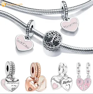 925 Sterling Silver för Pandora Charms Authentic Bead Mother Day Gift Mother Amp Dotterpärlor