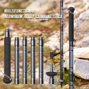 Trekkingstöcke Pole Multifunktionale Aluminium-Gehstöcke Zusammenklappbarer Outdoor-Camping-Wanderstock Verstellbarer ultraleichter Alpenstock 230617