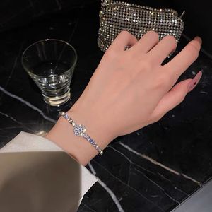 Ins Top Sell Tennies Bracelet Luxury Jewelry 925 Sterling Silver Fill Round Cut Cubic Zircon Party Eternity Women Wedding Bangle for Lover Gift{category}