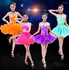 Stage Wear Girls Latin Dance Dress Costumi da ballo per bambini Tango Samba Salsa Competition Abiti professionali