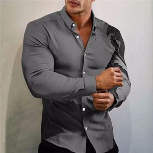 Camisas casuais masculinas outono moda oversized para homens impressão folha botão manga longa top roupas masculinas praia e blusas