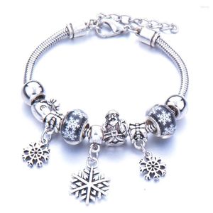 Urok bransoletki Vintage Srebrny kolor DIY Płatka śniegu Regulowana bransoletka dla kobiet w stylu retro w stylu Świętego Mikołaja