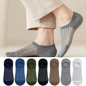 Men's Socks 5 Pairs Men Summer Cotton Hole Breathable Cave Casual Soft Thin Low Cut Short Mesh Ankle Non-Slip Invisible