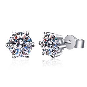 Moissanite Sterling Sier Simple Square Snowflake Heart Six Claw Mosan Diamond Stud Earrings for Women Gift