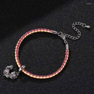 Charm-Armbänder Damenschmuck Geflochtenes Lederarmband Tiertänzerin Buddha-Statue Fruchtanhänger Länge verstellbar FR0535