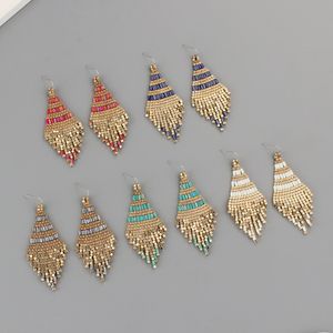 Dangle Chandelier Jewelry Accessories Ethnic Vintage Handmade Beads Colorful Elegant 5 Colors Bohemia Beaded Dangle Earrings Boho For Women 230617