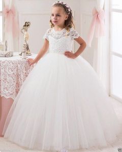 Girl Dresses Real Image Lovely Flower For Wedding High-Neck Tulle Floor Length Ball Gown Junior Bridesmaid Dress Girls 08