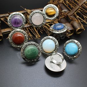 Große Natürliche Quarz Stein Ringe Retro Schmuck Reiki Amethysten Lila Kristall Grün Opal Knuckle Finger Ring Frauen Geschenk