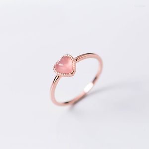 Cluster Rings MloveAcc 925 Real Sterling Silver Rose Gold Color Heart Cocktail Öppningsring Sizable för Women Girl Jewelry