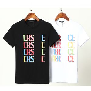 メンズTシャツブラックホワイトレッドイエローブルーグレーオレンジクラシックアルファベット100％コットン高品質のデザイナーTシャツ女性豪華なヒップホップアウトドアカップル短袖M-3XL O1