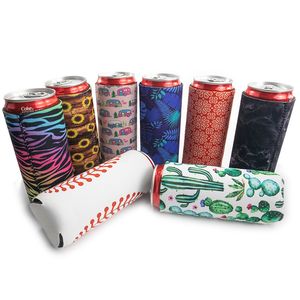 330ML Neoprene Beer Can Koozies Sleeve Classic Sunflower Style Reusable Leopard Patterned Iced Beverage Sleeves Drink Soda Cooler Cover