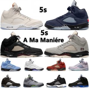 Jumpman 5 5s Мужские баскетбольные кроссовки Craft A Ma Maniere x Black Georgetown Light Bone University Blue Aqua Bluebird Пасхальные мужские кроссовки Raging Bull Спортивные кроссовки