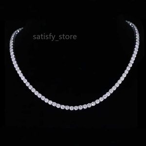 Shiny American VVS Moissanite Diamond Tennis Chain Necklace for Women 925 Sterling Silver Customizable