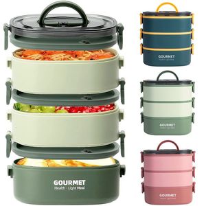 Bento-Boxen, Lunchbox, 2000 ml, 3-stöckig, stapelbar, Bento-Hülle, versiegelt, auslaufsicher, Mahlzeitenbox, mikrowellengeeignet, tragbar, für Studenten, Arbeiter, Lebensmittelbehälter 230617