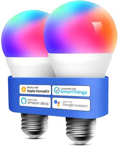 Plugs Meross WiFi Smart Glühbirne E27/E26/B22 Basis -LED -LED -Beleuchtungsunterstützung Homekit Siri Alexa Google Assistant SmartThings 2Pack