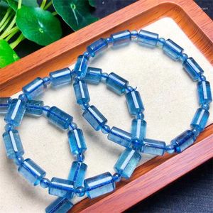 Bangle Natural Aquamarine Bucket Bead Bracelet Handmade Crystal Quartz Jewelry Stretch Children Birthday Gift 1pcs