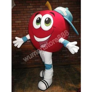 Friuts Theme Red Apple Mascot Costume Carnival Unisex Adults Outfit Adults Size Xmas Birthday Party Outdoor Dress Up Costume Props