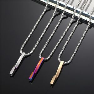 Pendentif Colliers Steampunk En Acier Inoxydable Twisted Vertical Bar Pour Hommes Femmes Vintage Géométrique Collier Chaîne Bijoux