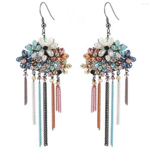 Dangle Earrings Design Multicolor Crystals Beaded Bohemia Hook Ear-ring Handmade Statement Exquisite Women Party Prom Jewelry Bijou
