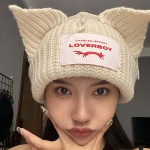 Fashion Face Masks Neck Gaiter Cat Ear Knit Hat Doublelayer Warm Lover Boy Pig Woolen Cute Hooded Cap Niche Hiphop Personality Winter 230617