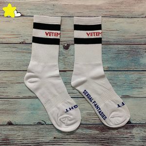 Weiße schwarz gestreifte Socken Herren Damen Hochwertige Socken Streetwear