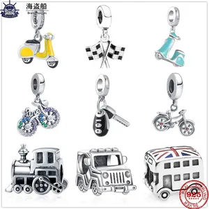 For pandora charms authentic 925 silver beads Dangle New Motorcycle Car Train Bicycle Key UK Bus Pendant