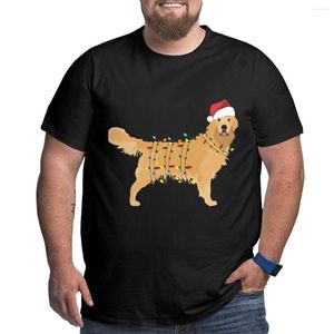 Men's Polos Golden Retriever Holiday Christmas Light T-Shirt Large Size Quick Drying Shirt Animal Print For Boys Mens Clothing