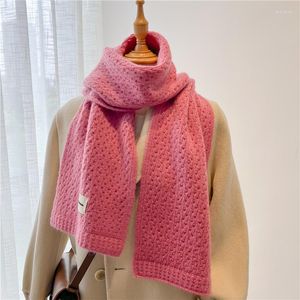 Scarves 2023 Women Solid Knitted Autumn Warm Scarf Long Sample Fashion Woolen Yarn Neckerchief Shawl And Wraps Bufadna Foulard