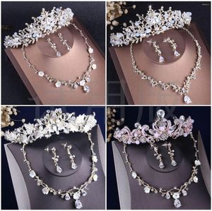 Halskette Ohrringe Set Luxus Kristall handgemachte Tiara Bräute Verlobung Party Hochzeit Haarschmuck Großhandel