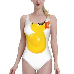 Women's Swimwear Rubber Duck. With Sun Glasses Duck Yellow One Piece Swimsuit Women Sexy Classic Backless Bodysuit