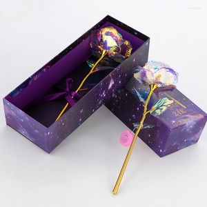 Decorative Flowers Valentine's Day Galaxy Rose 24K Foil Plated Gold Lasts Forever Love Wedding Decor Lover Lighting Creative Gift