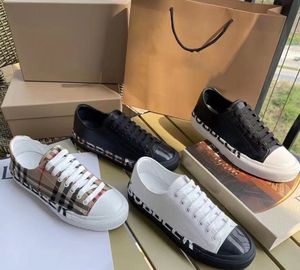 LOVER Vintage Men Print Check Sneakers Two-tone Cotton Gabardine Flats Shoe Printed Lettering Plaid Calfskin Canvas Trainers Bio-based Rubber bottom Shoes