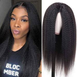 Nxy Hair Wigs Glueless Long Kinky Straight for Women Middle Part 10 30 Inch Yaki Headband Synthetic Daily 230619