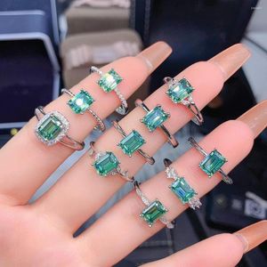 Cluster Rings 2023 Crackling Moissanite Ring For Women Jewelry Engagement 925 Silver Rectangle Gem Party Gift PRICE One Piece